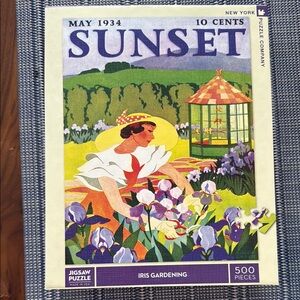 Sunset Iris Gardening Jigsaw Puzzle